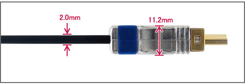 HM-FLT-1M HDMI TypeA（両端） 側面図